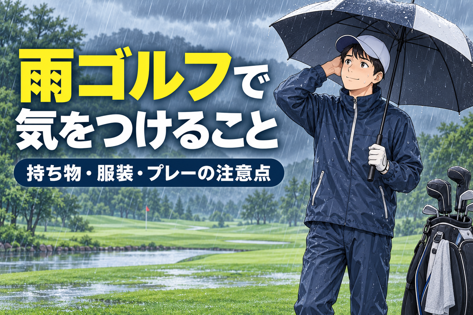 雨の日のゴルフで気をつけることと持ち物・服装・プレーの注意点